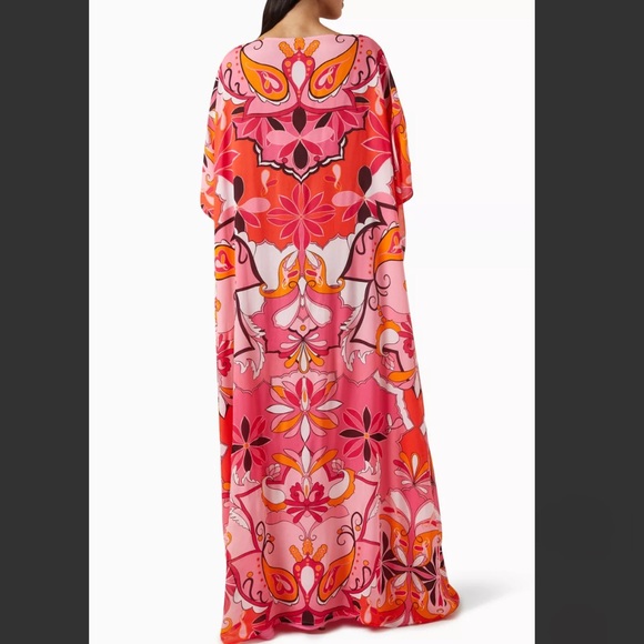 NWOT Cin Cin Malibu Caftan Boheme Pink Print - One Size - Picture 4 of 7